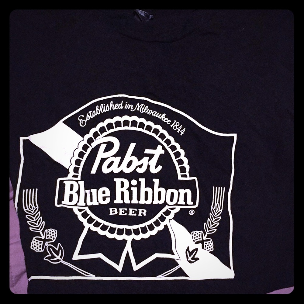 Make, X-Large Pabst Blue Ribbon Beer black t-shirt